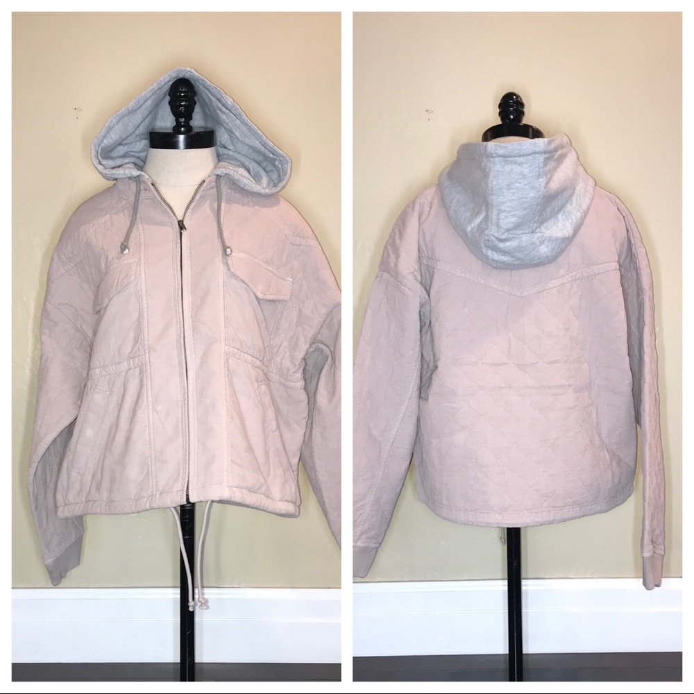 AE Quilted Corduroy Hooded Bomber Jacket Size Medium